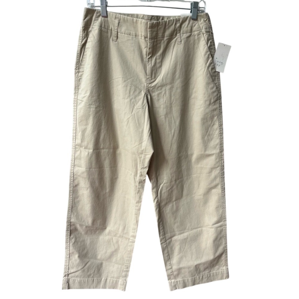 A New Day High Rise Straight Fit Khaki Pants Womens 8 Tan Stretchy Casual NWT
